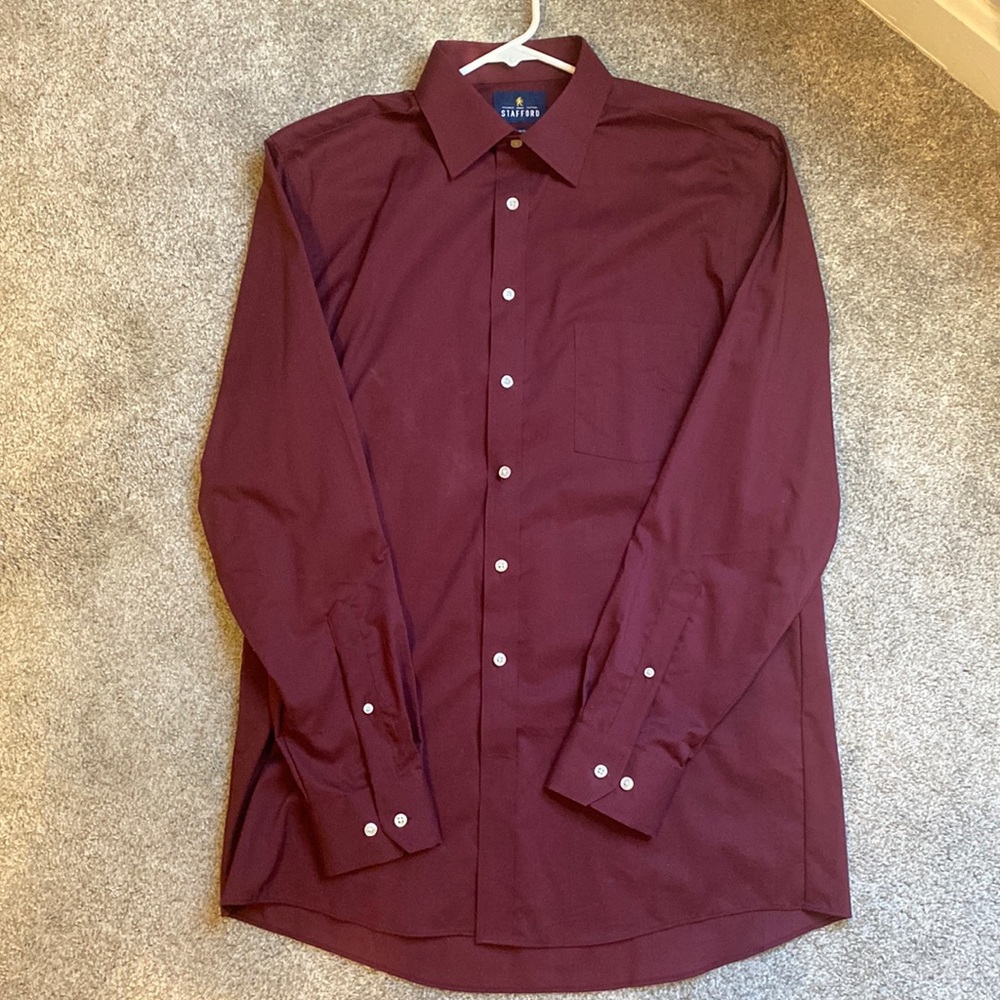 Size 16 Fitted Stafford Mens Dress Shirt